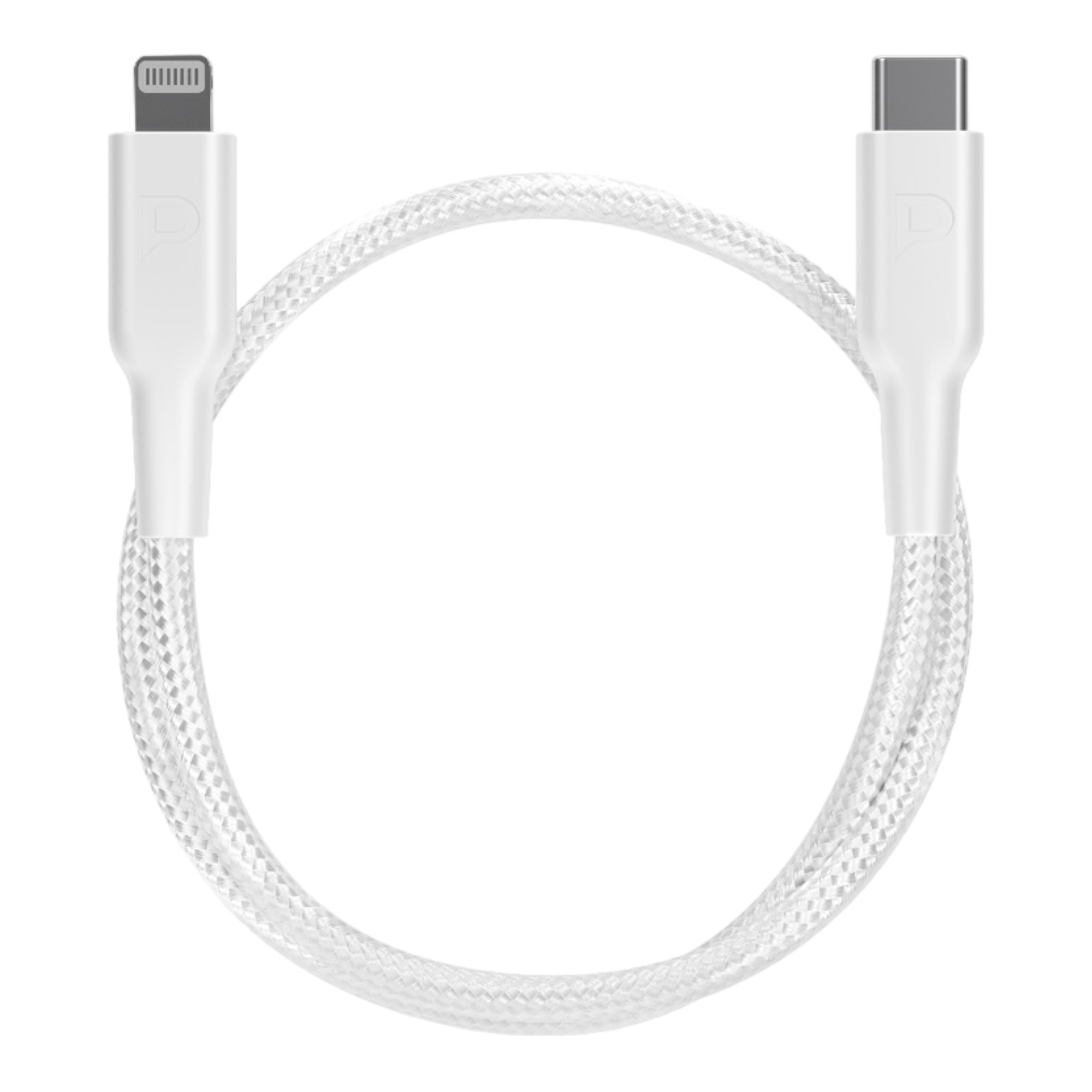 Powerology MFI Braided Type-C to Lightning Cable 30CM - White - alAsil